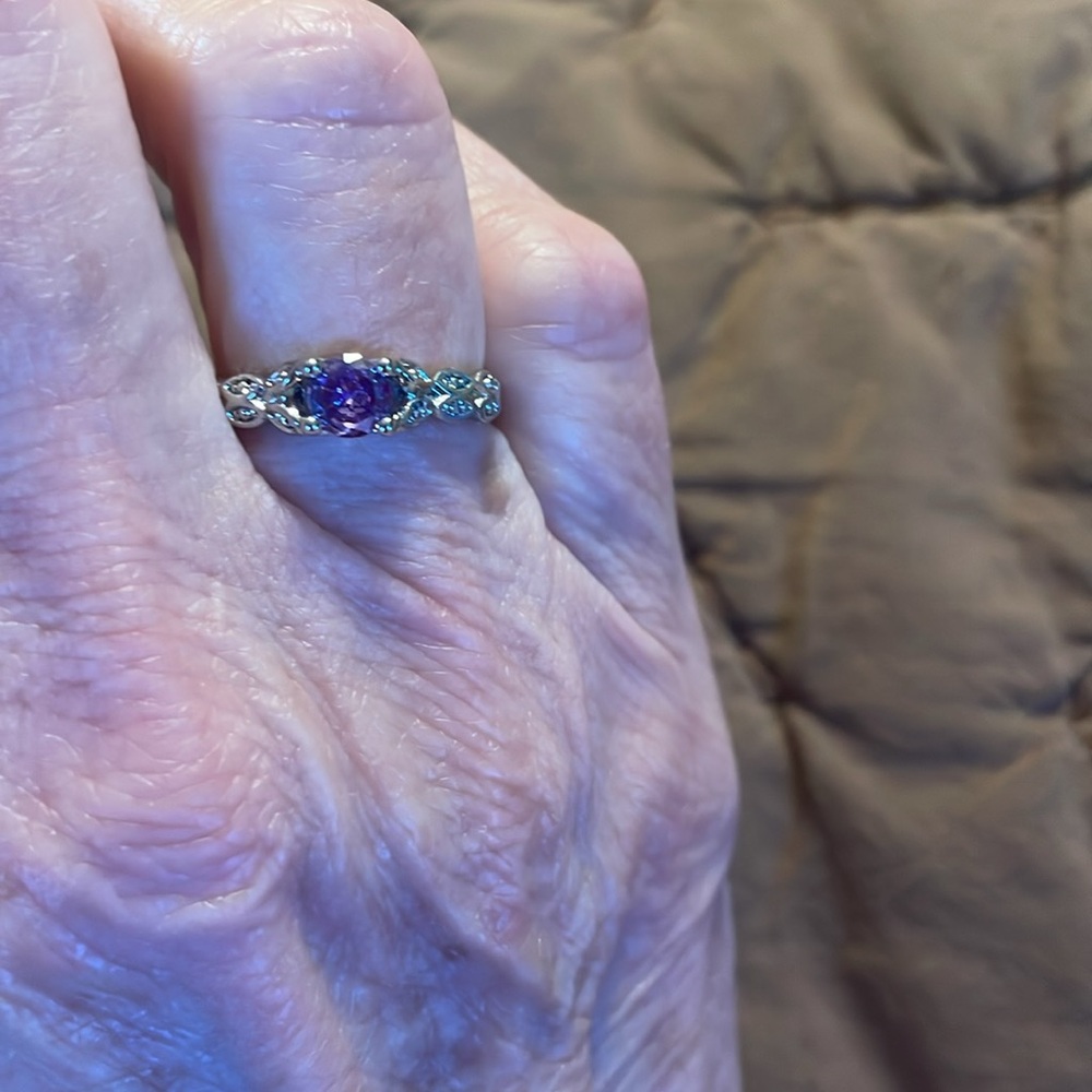 Intricate Purple Amethyst Ring in Silver